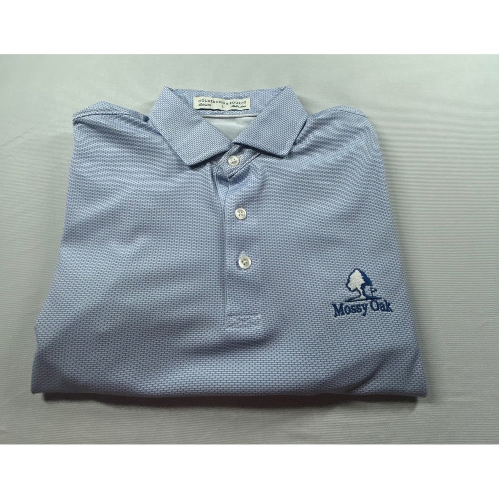 Holderness & Bourne Mens L Tailored Fit Mossy Oak Performance Golf Polo Blue